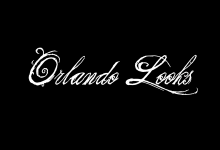 White gothic script text on a black background that reads Orlando Looks